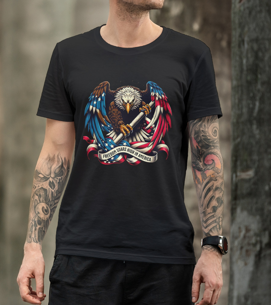 Strength In Unity Freedom Soars High In America Bald Eagle Flag T-Shirt