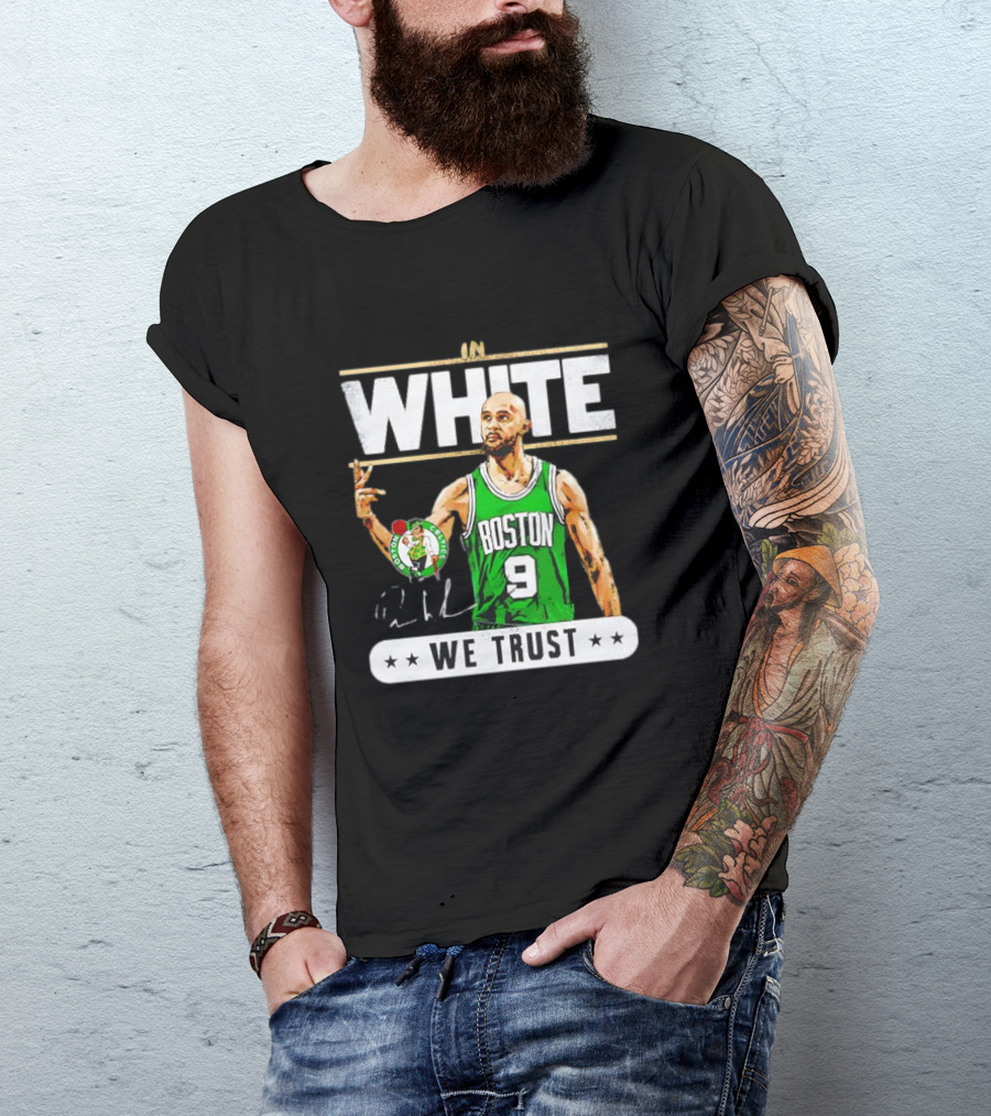 In White Boston Number 9 We Trust T-Shirt