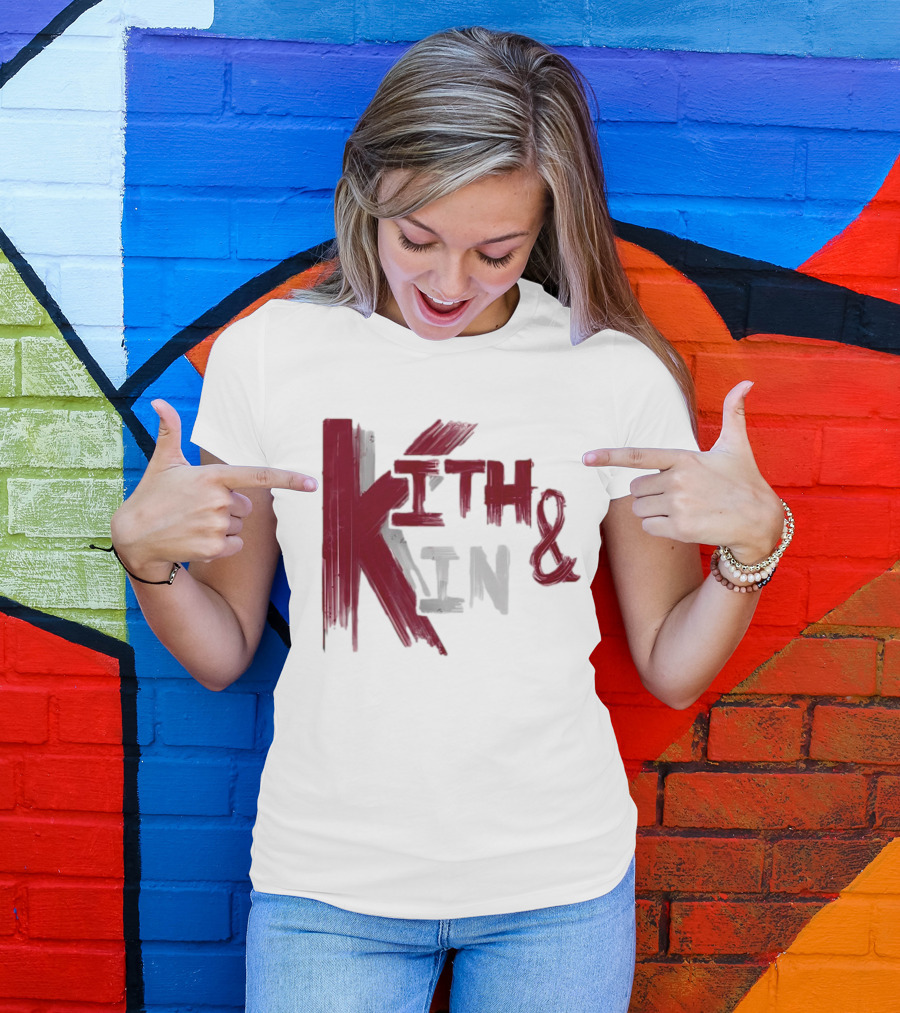 Kith And Kin Bold Red And Gray Text T-Shirt