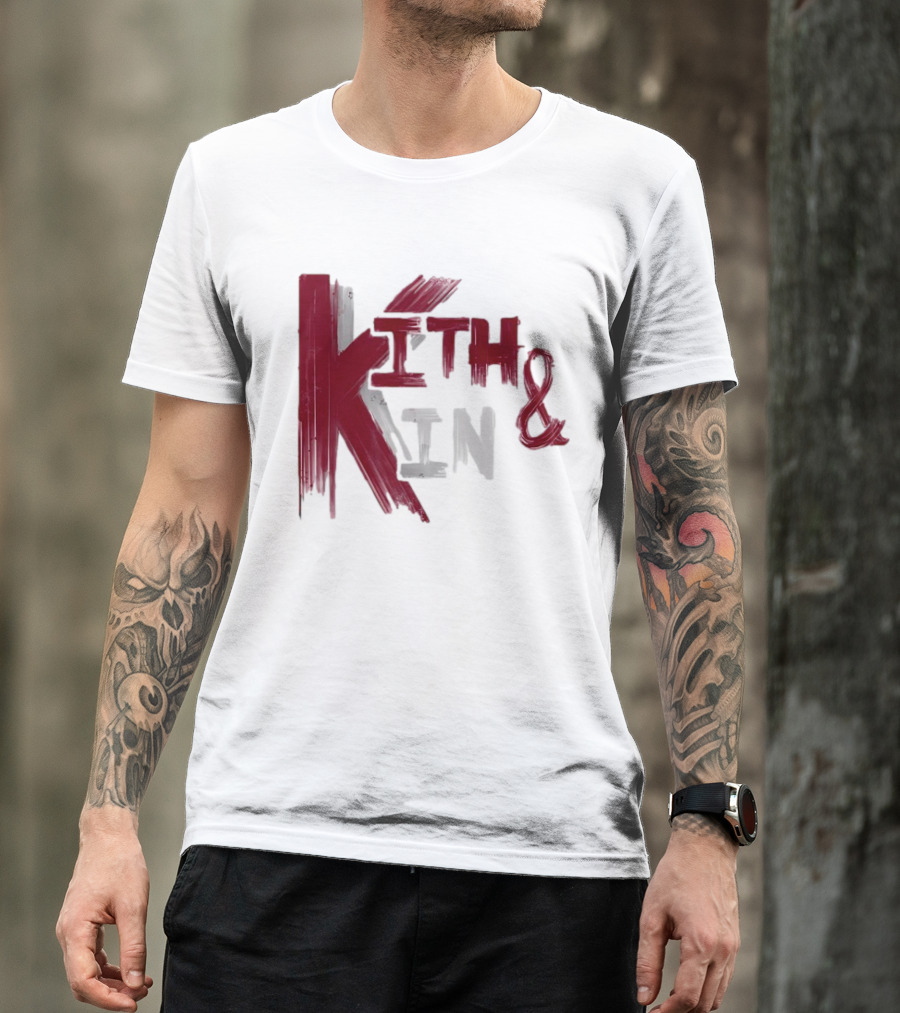 Kith And Kin Bold Red And Gray Text T-Shirt