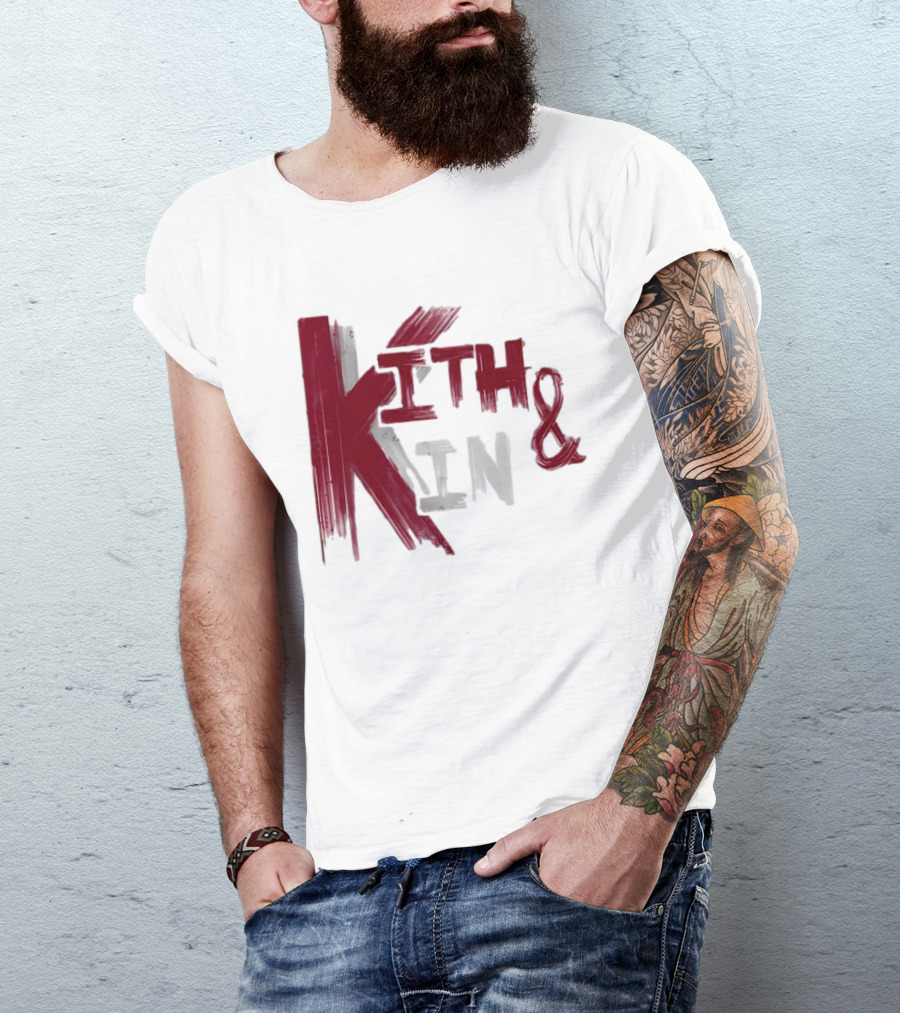 Kith And Kin Bold Red And Gray Text T-Shirt