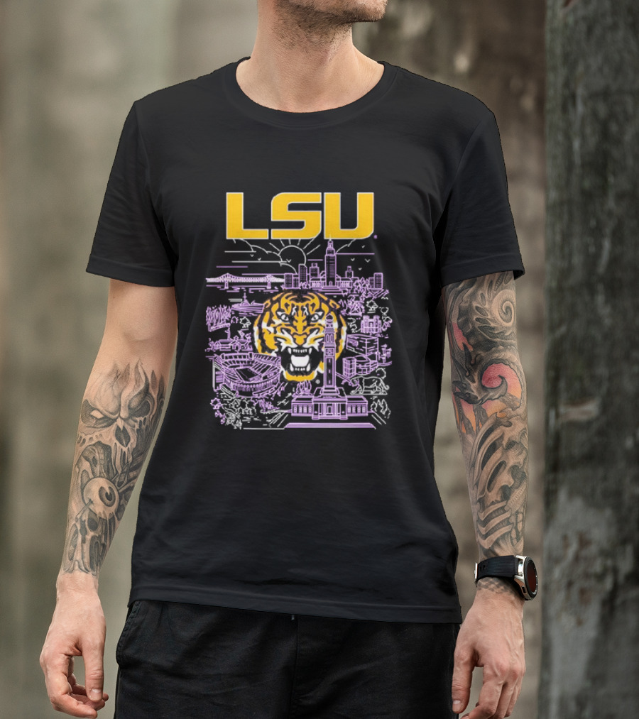 LSU Tigers City Skyline Baton Rouge Tiger T-Shirt