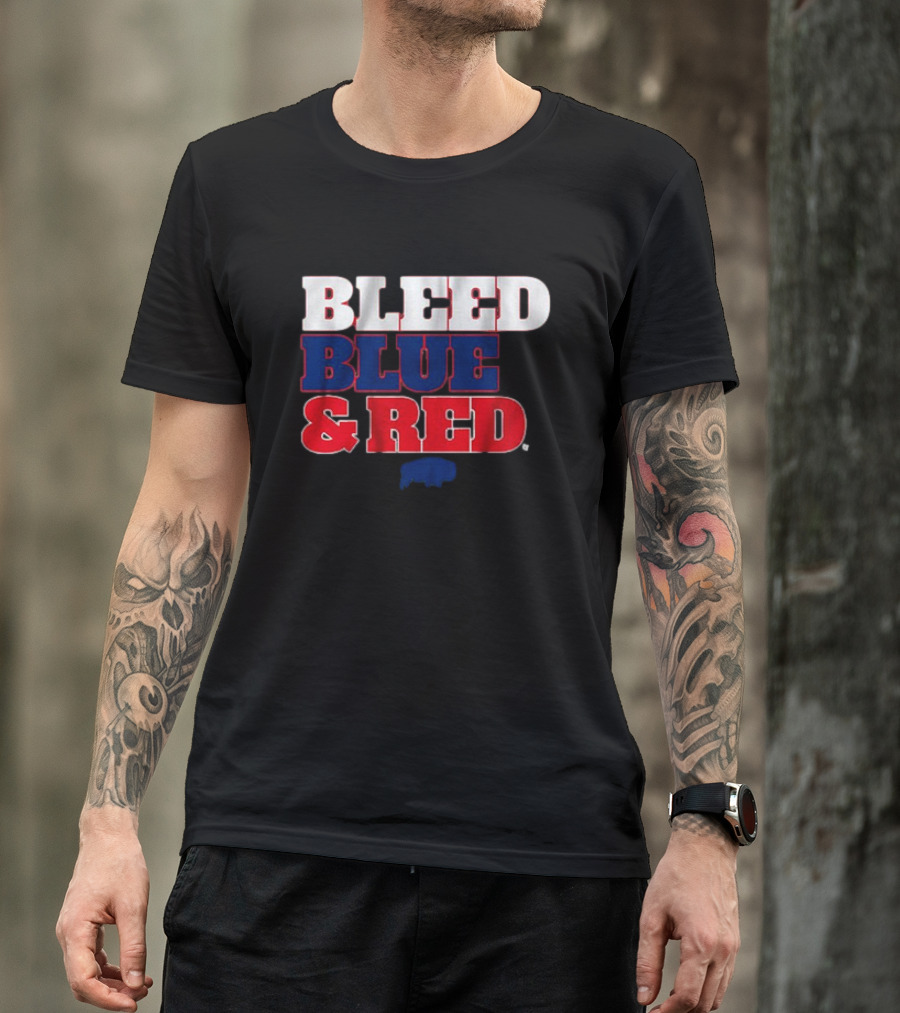 Buffalo Football Bleed Blue And Red Team Spirit T-Shirt