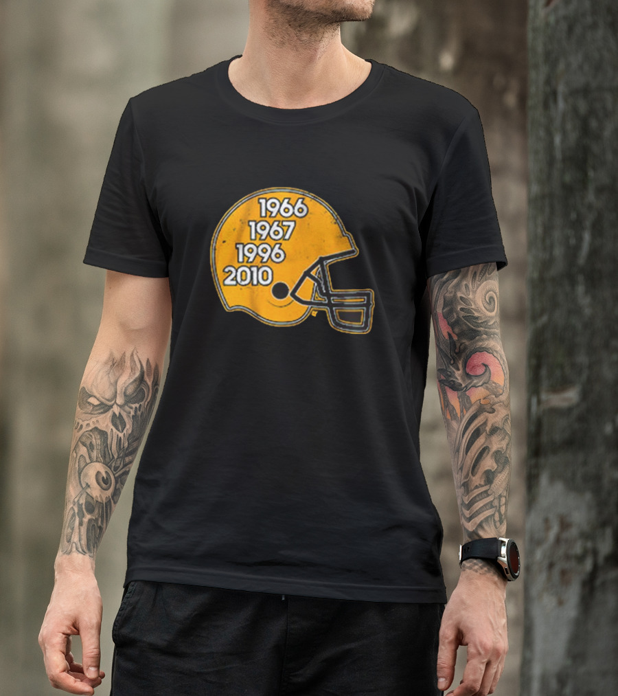 Green Bay Glory Years Helmet 1966 1967 1996 2010 Football T-Shirt