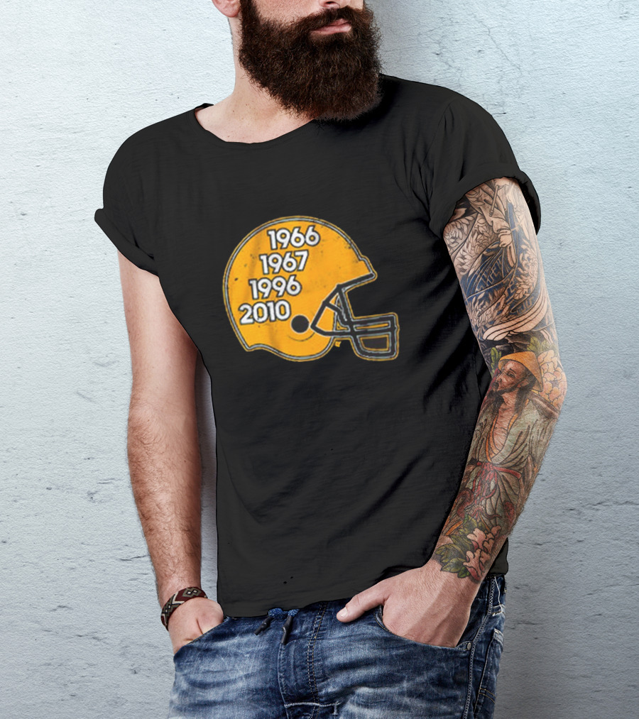 Green Bay Glory Years Helmet 1966 1967 1996 2010 Football T-Shirt
