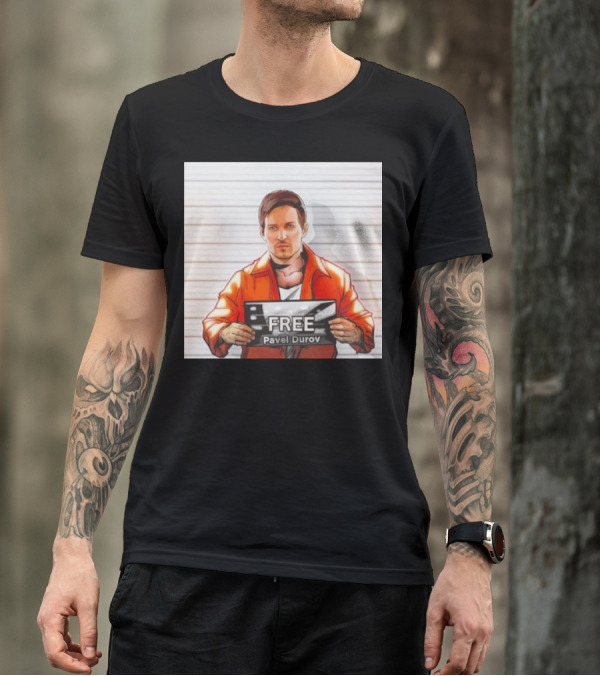 Free Pavel Durov Mugshot Cartoon T-Shirt