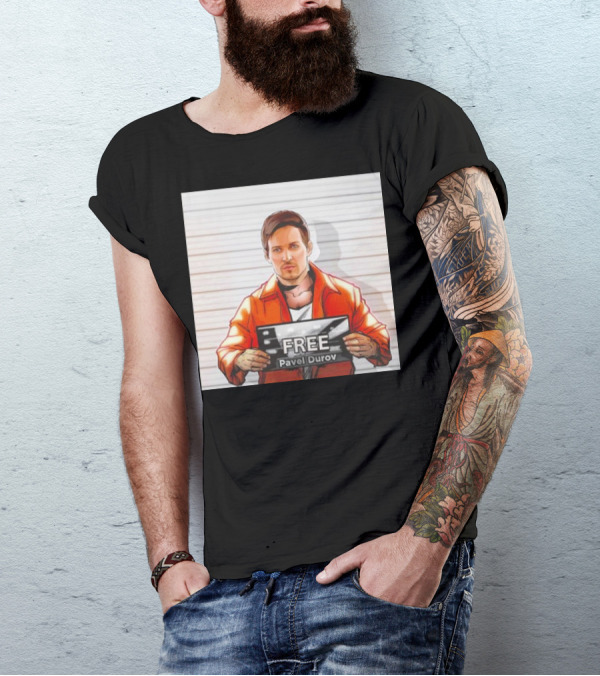 Free Pavel Durov Mugshot Cartoon T-Shirt