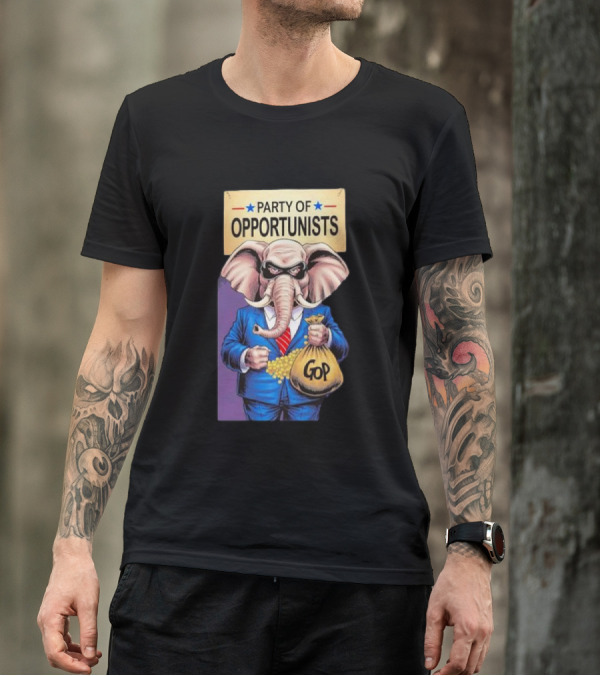 Party Of Opportunists GOP Elephant With Money Bag T-Shirt