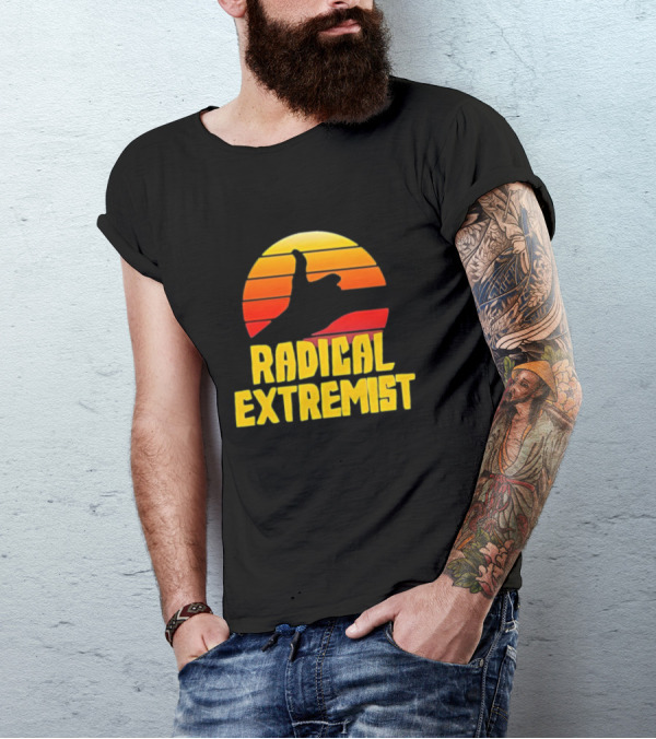 Radical Extremist Vintage Sunset Shaka Hand Gesture T-Shirt
