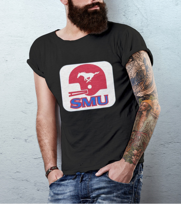 SMU Mustangs Football Red Helmet T-Shirt