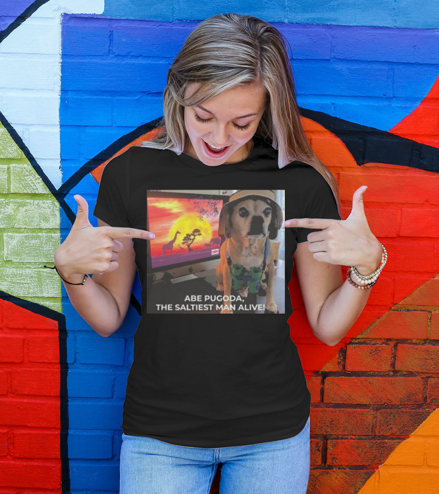 Abe Pugoda The Saltiest Man Alive Funny Pug Safari Adventure T-Shirt