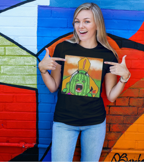 Angry Watermelon Priest In Colorful Robes T-Shirt