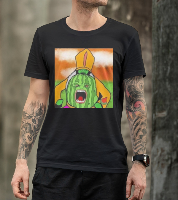Angry Watermelon Priest In Colorful Robes T-Shirt