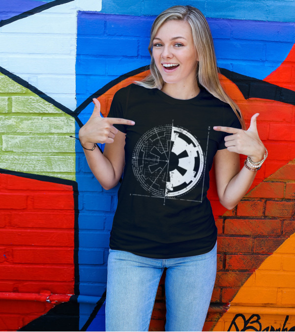 Galactic Empire Emblem Blueprint Schematic Diagram T-Shirt