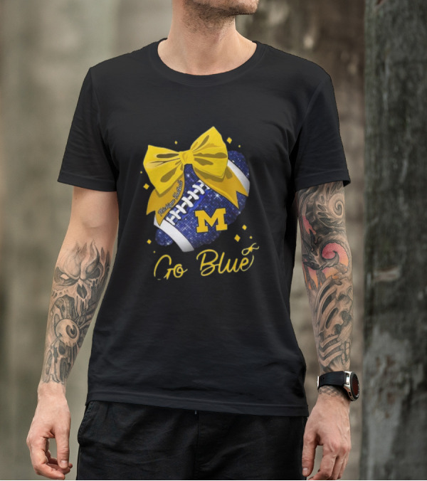 Michigan Wolverines Football Go Blue Bow Girl Michigan Proud T-Shirt