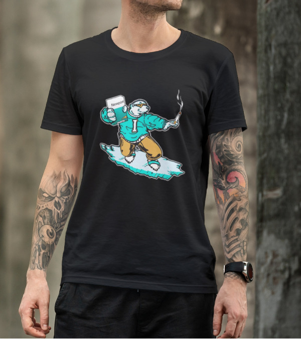 Newport Cigarettes Icee Bear Smoking Hockey T-Shirt
