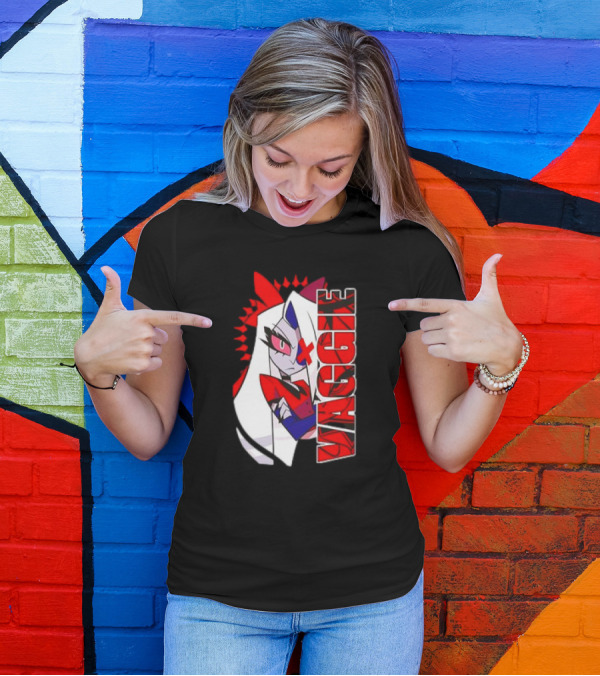Hozier Hazbin Hotel Vaggie Character Red And White T-Shirt