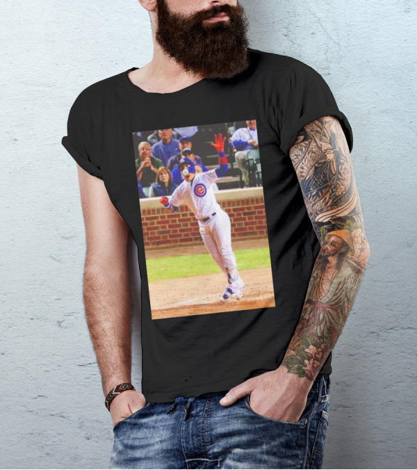 Javy Baez Chicago Cubs Blows A Bubble Hitting Second Home Run Baseball Action T-Shirt