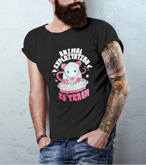 ANIMAL EXPLOITATION IS TRASH Possum T-Shirt