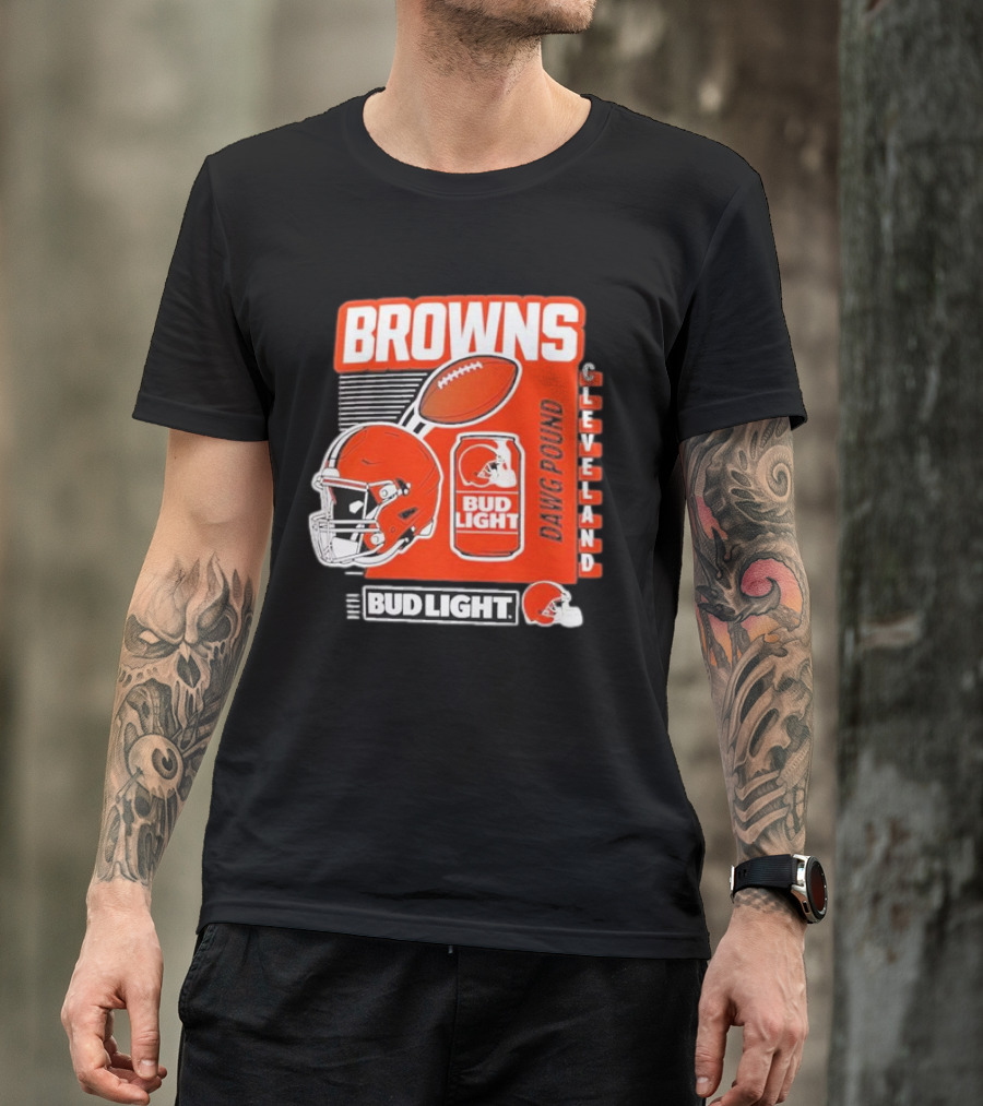 Browns Cleveland Bud Light Dawg Pound Football Helmet T-Shirt