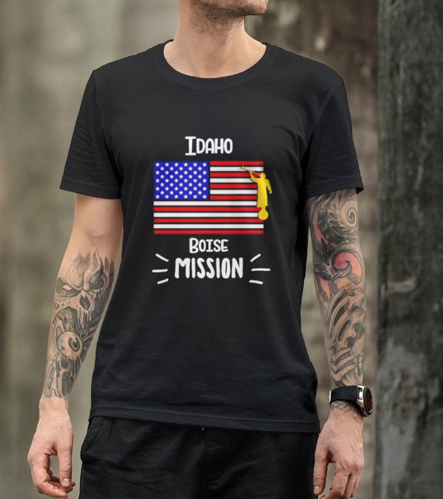 Idaho Boise Mission US Flag With Angel Moroni T-Shirt