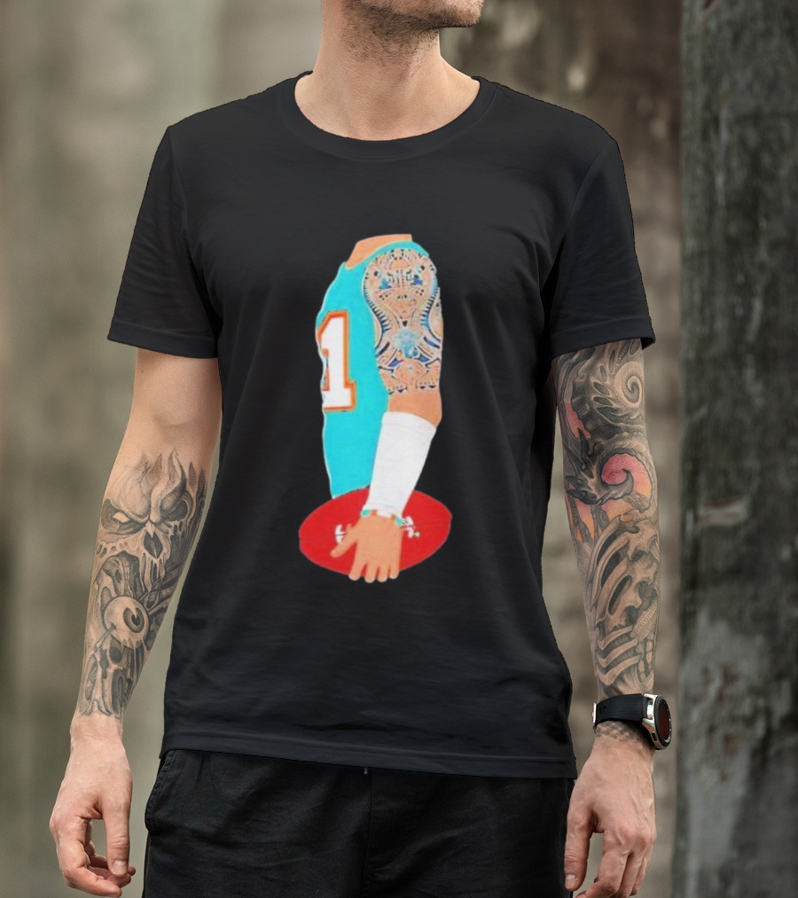 Tua Tagovailoa Football Arm Miami Dolphins Number 1 T-Shirt