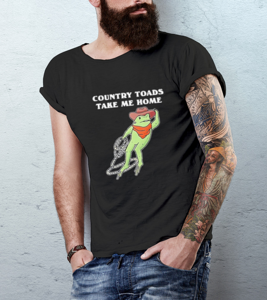 Country Toads Take Me Home Cowboy Frog Funny Western T-Shirt