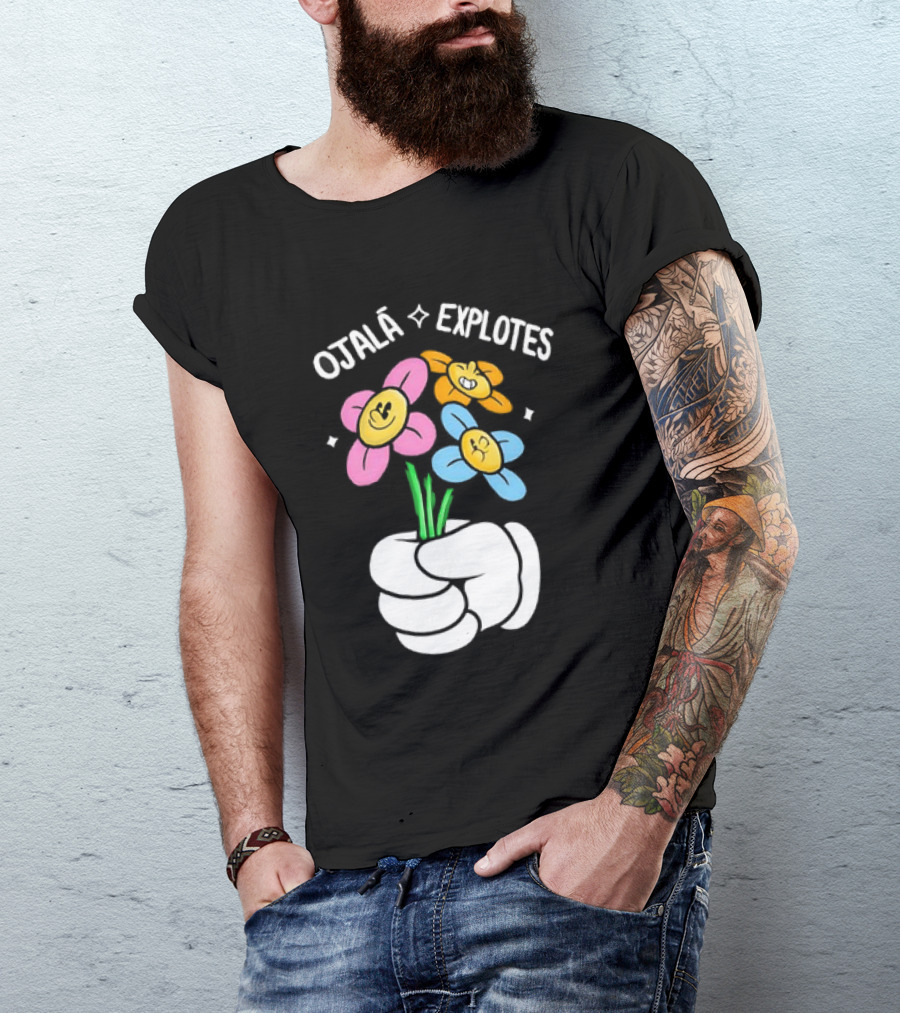 El Mariana Ojalá Explotes Happy Face Flowers T-Shirt