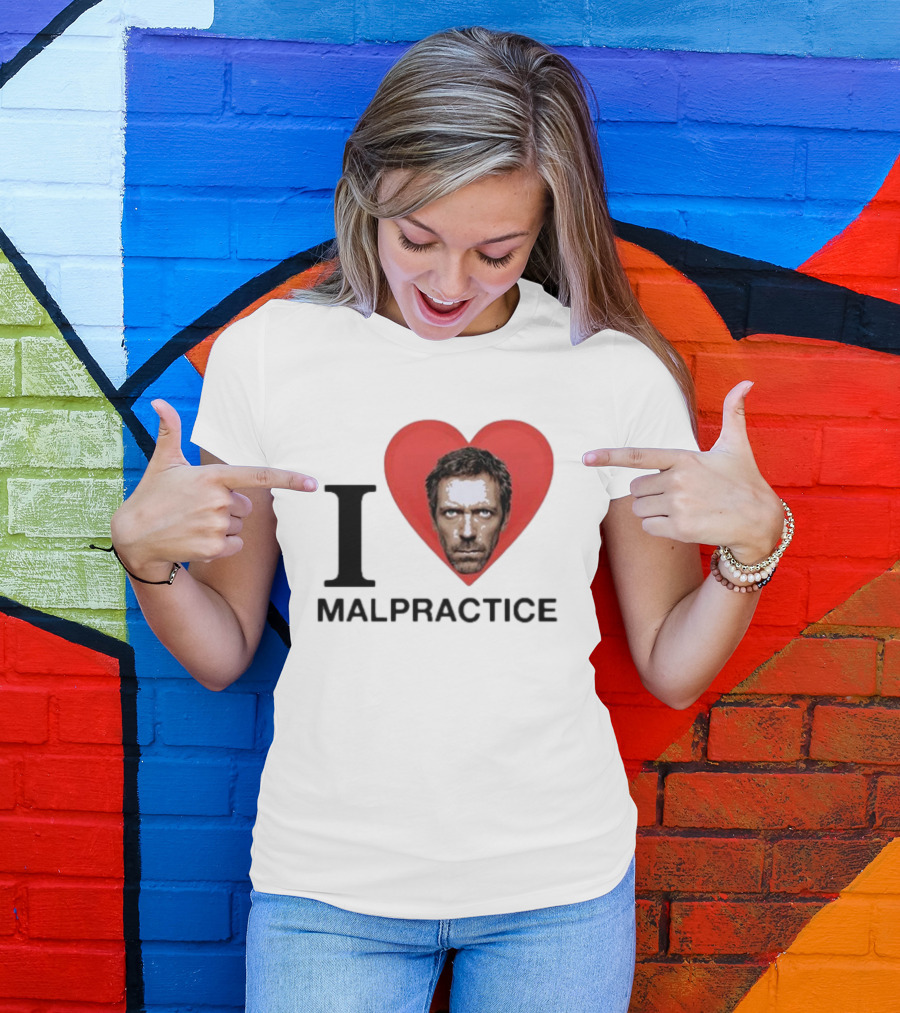 I Love Malpractice House MD Face In Heart T-Shirt