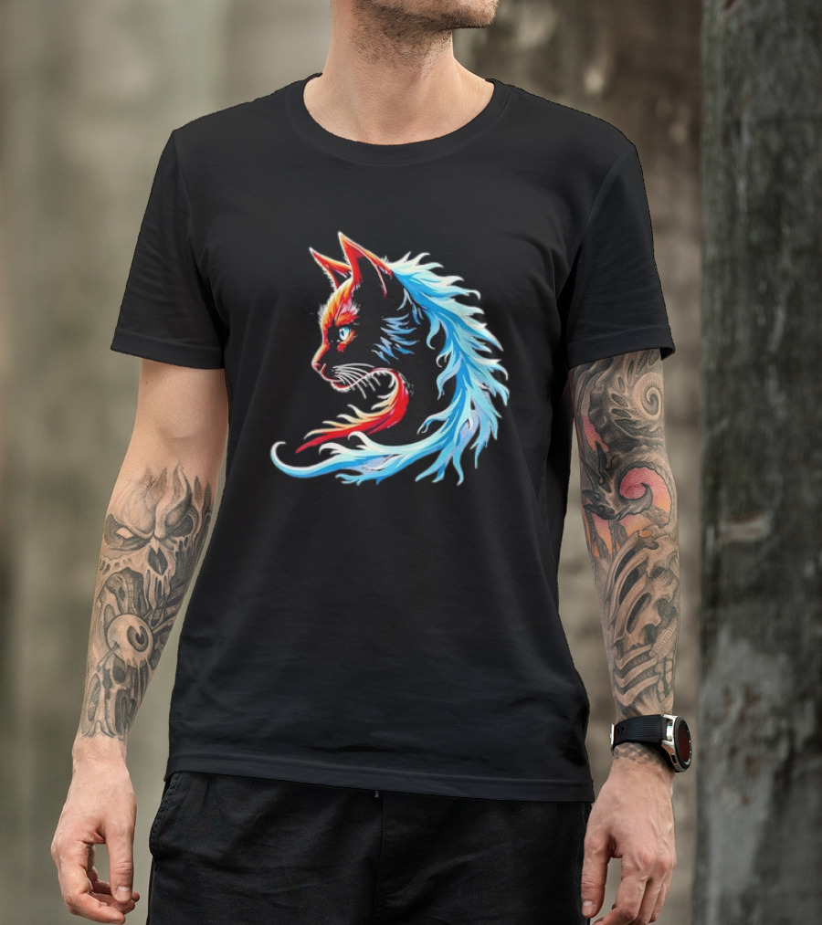 Retro Blue Cat Wave Cat Ladies Cat Lover T-Shirt