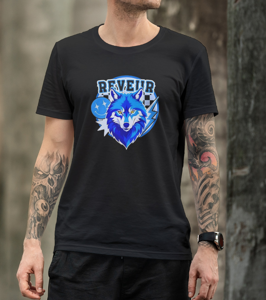 Reveur Blue Wolf Checkered Dreamers Emblem T-Shirt