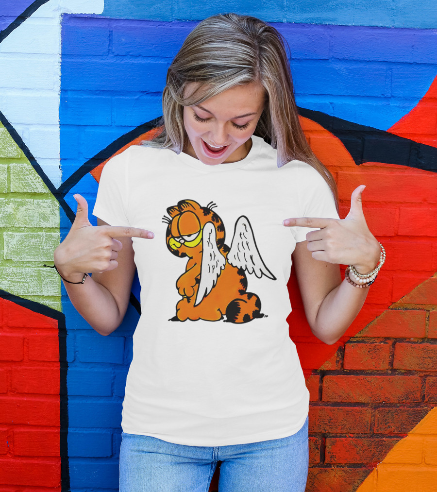 Angel Garfield Funny Vintage Comic Character With Wings T-Shirt