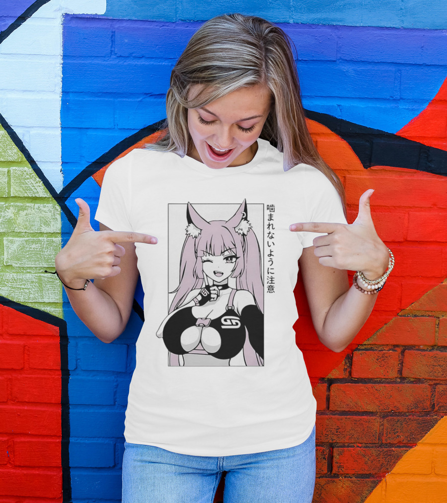 Waifu Frisky Kitty Beware Of Bites T-Shirt