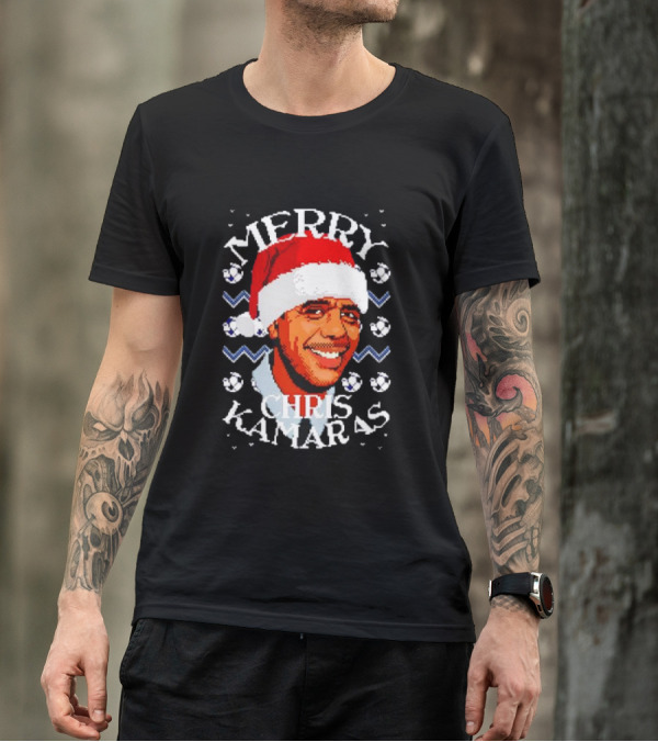 Merry Chris Kamaras Christmas Jumper Santa Hat Soccer Balls T-Shirt