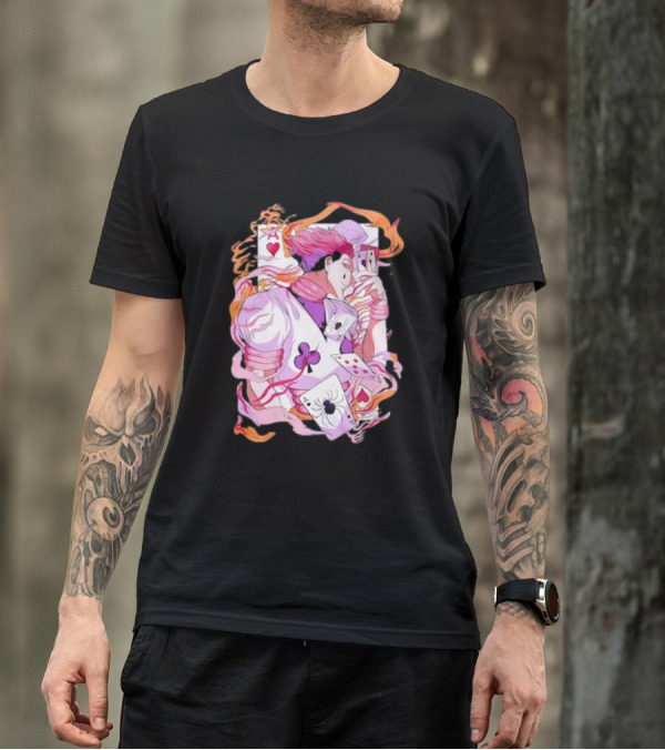 HISOKA Anime Manga Card Motif With Fiery Accents T-Shirt