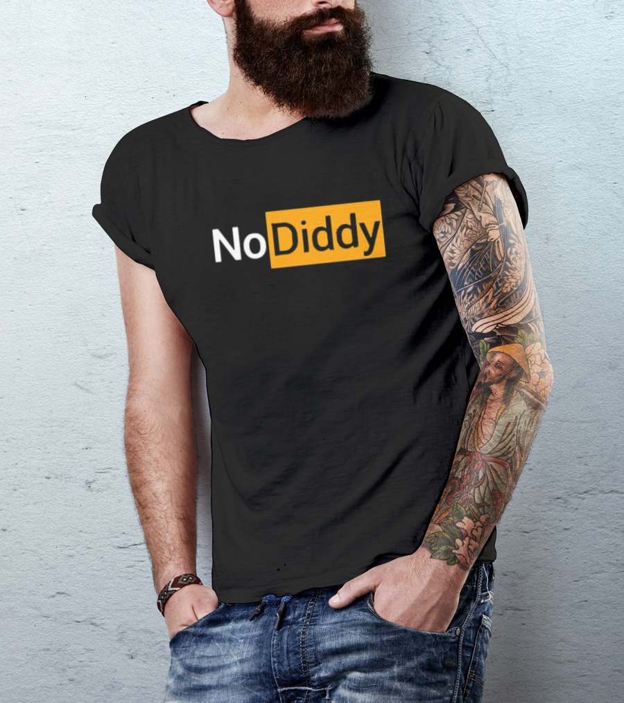 No Diddy Hub Funny P Diddy Parody No Diddy Text T-Shirt
