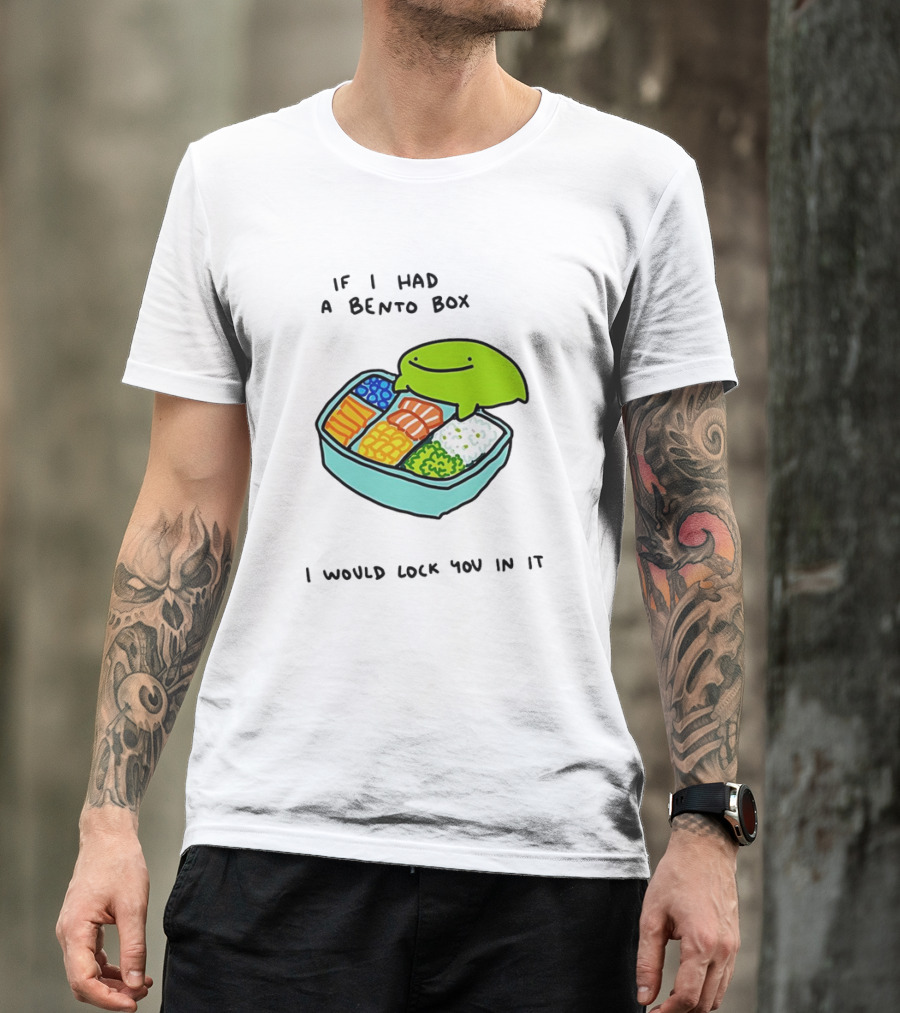 If I Had A Bento Box I Would Lock You In Cute Green Blob Character With Food T-Shirt