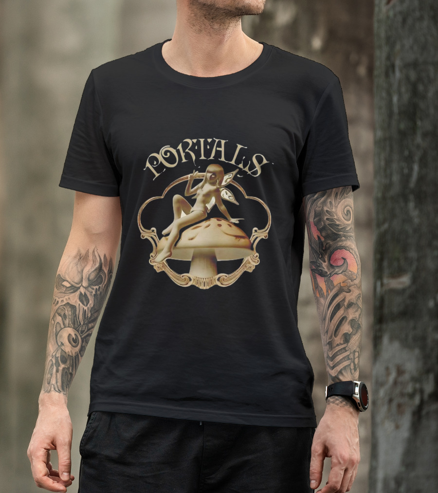 Portals Fairy Sitting On Mushroom With Wings T-Shirt
