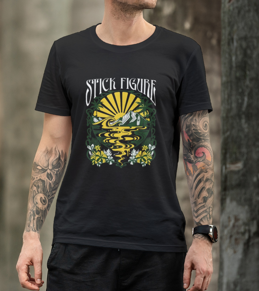 Stick Figure Sunburst Island Tropical T-Shirt