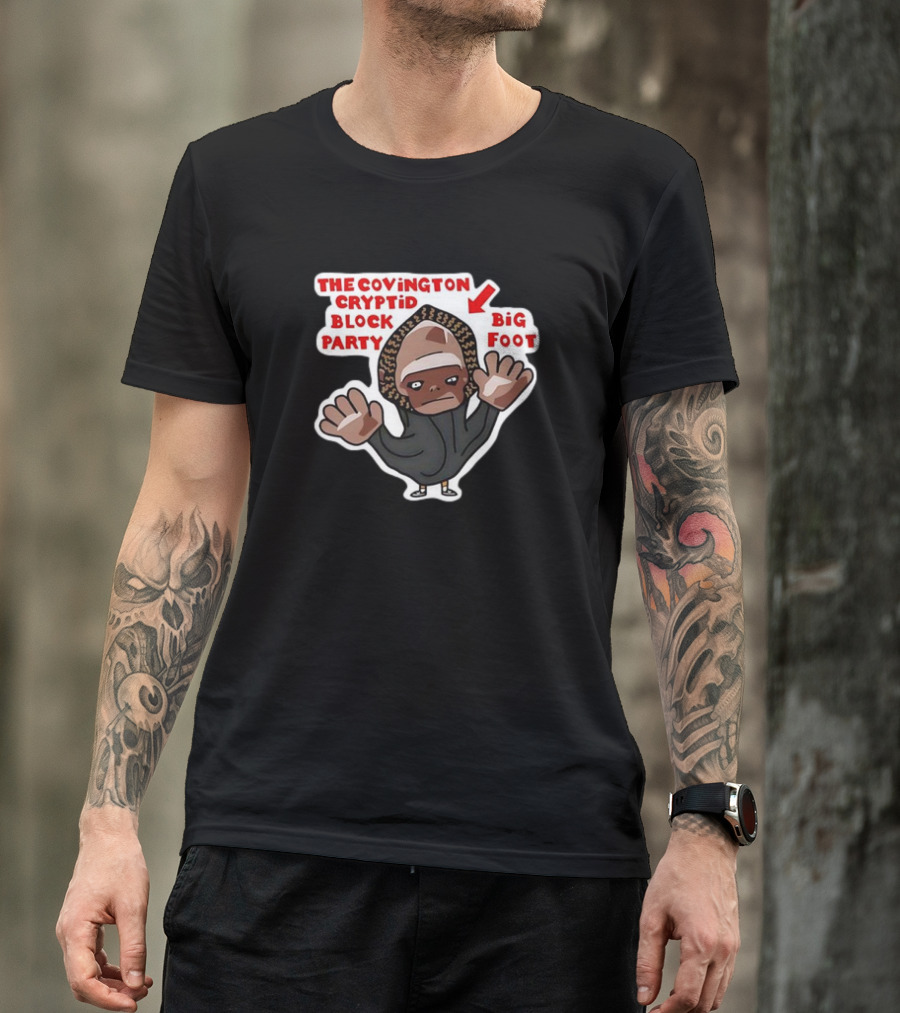 The Covington Cryptid Block Party Bigfoot Character T-Shirt