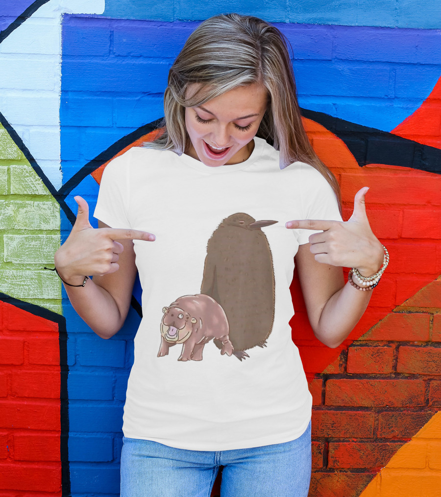 Best Friends Moo Deng Hippo And Pesto Penguin Playful Companions T-Shirt