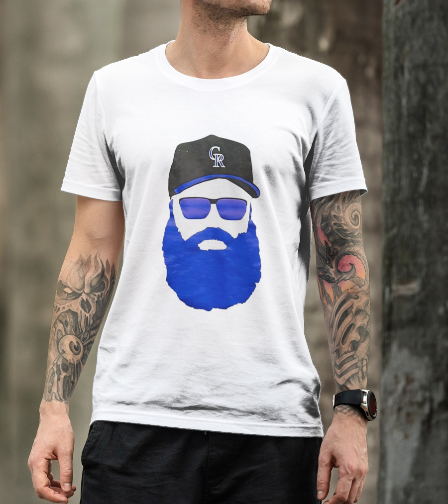Charlie Blackmon Face Beard Sunglasses Colorado Rockies Baseball T-Shirt