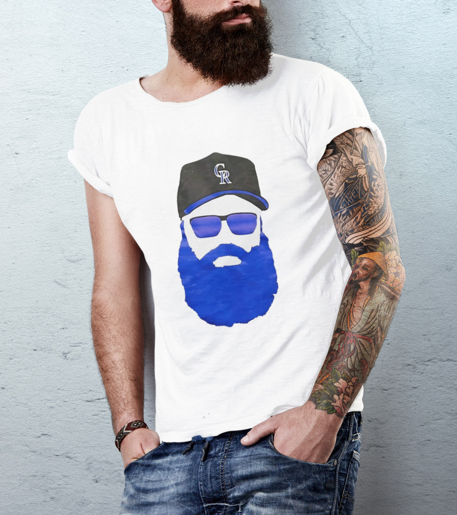 Charlie Blackmon Face Beard Sunglasses Colorado Rockies Baseball T-Shirt