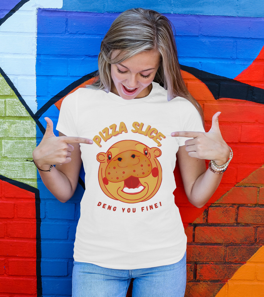 Pizza Slice Deng You Fine Cartoon Character T-Shirt