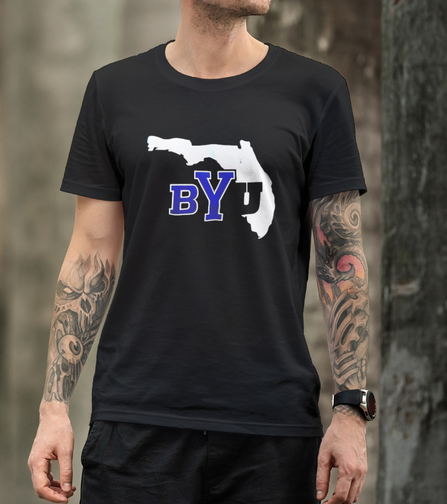 BYU Logo Over Florida Map T-Shirt