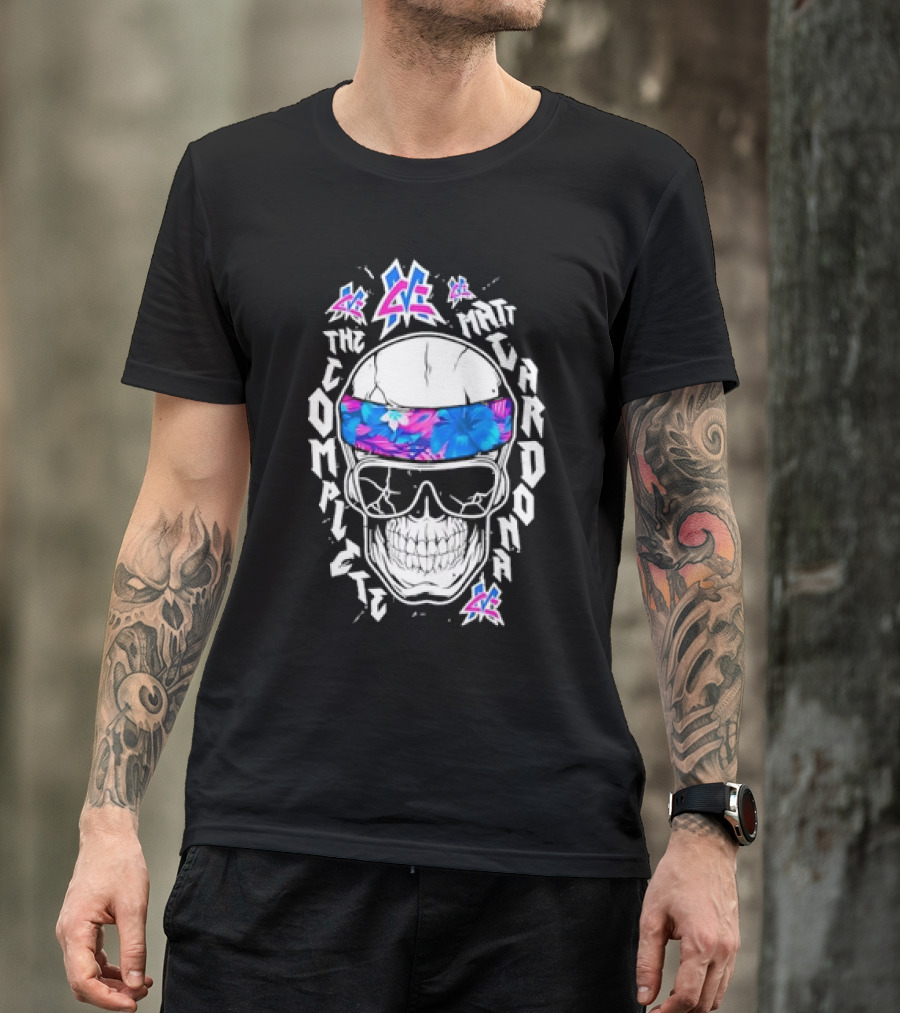 Skull Matt Cardona The Complete Hawaii Floral Bandana And Sunglasses T-Shirt