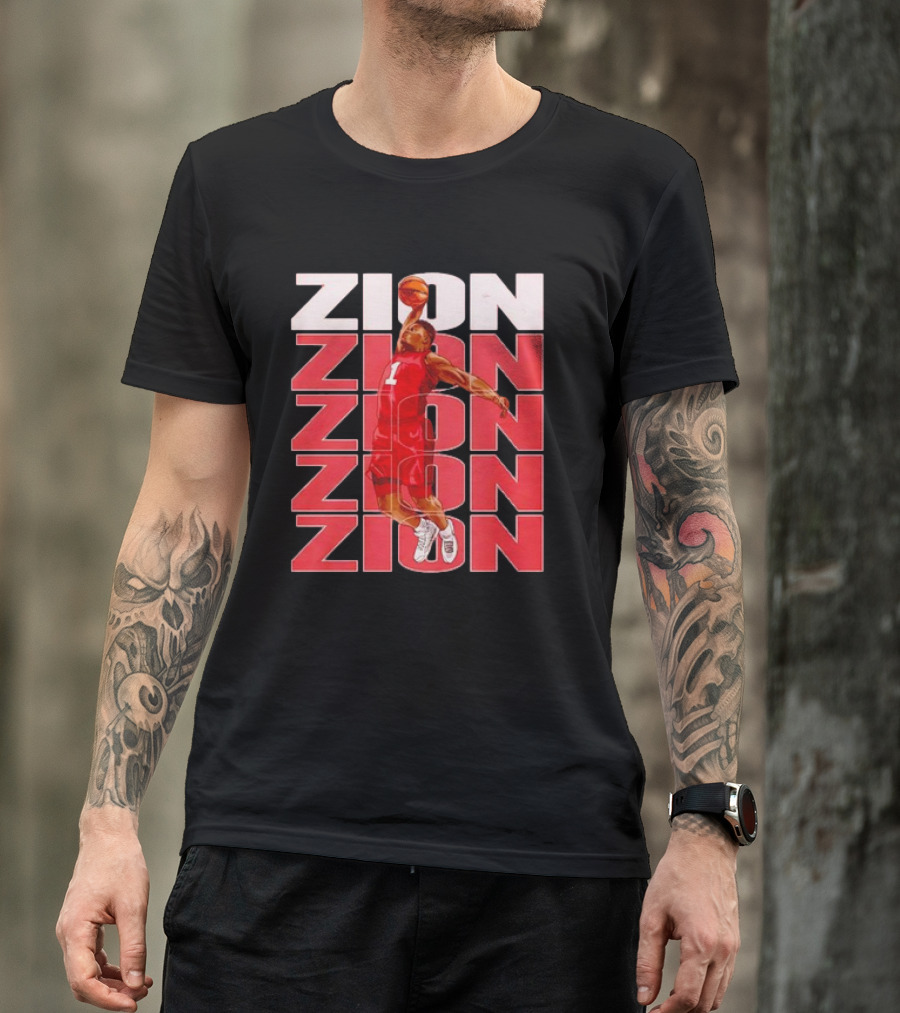 Zion Williamson Basketball Dunk Red Repeat T-Shirt