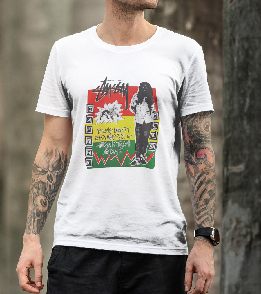 Stussy Bob Marley Feeling Pretty Darn Irie Get Up Skank To Da Riddim T-Shirt