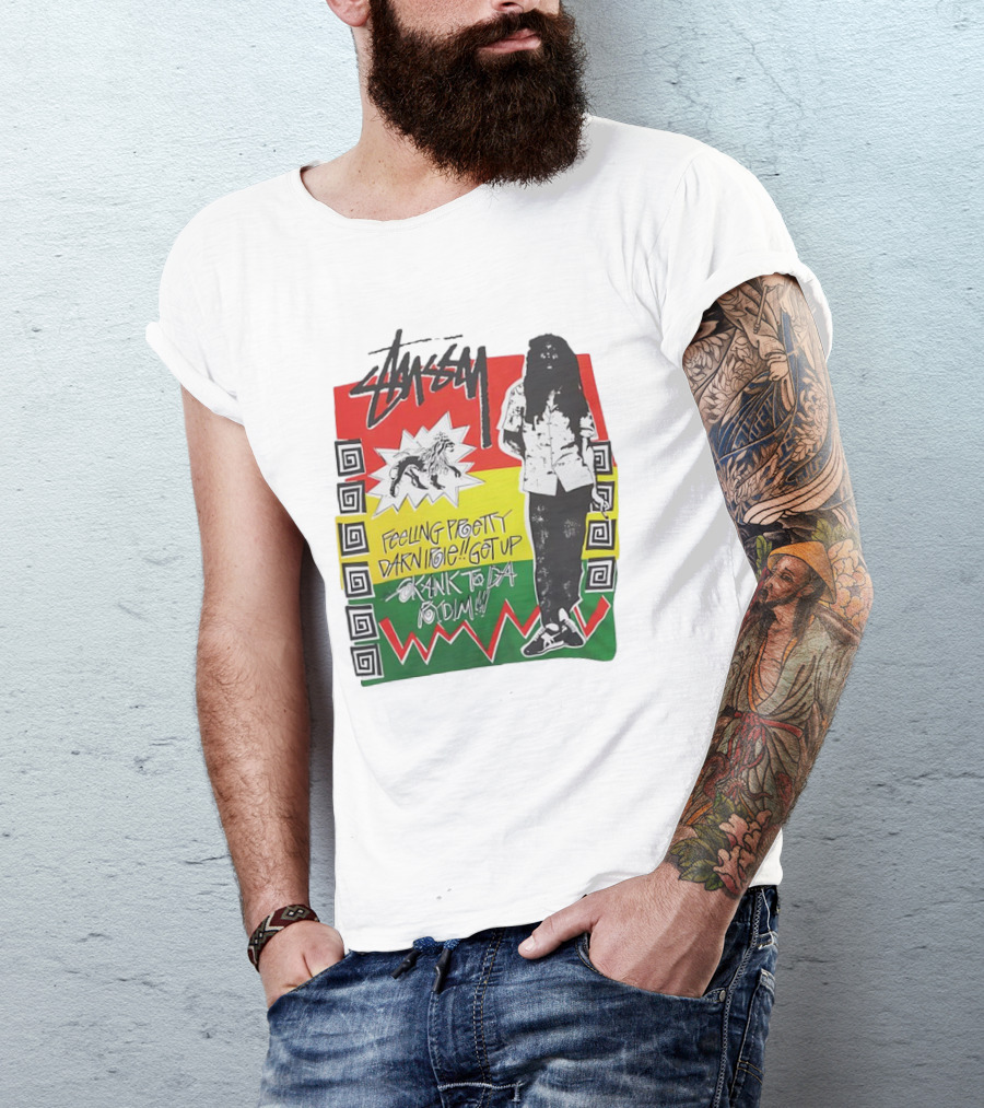 Stussy Bob Marley Feeling Pretty Darn Irie Get Up Skank To Da Riddim T-Shirt