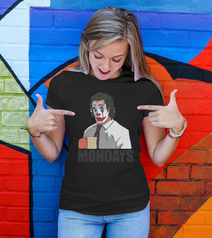 Joker Clown Drinking Coffee Mondays Mood T-Shirt